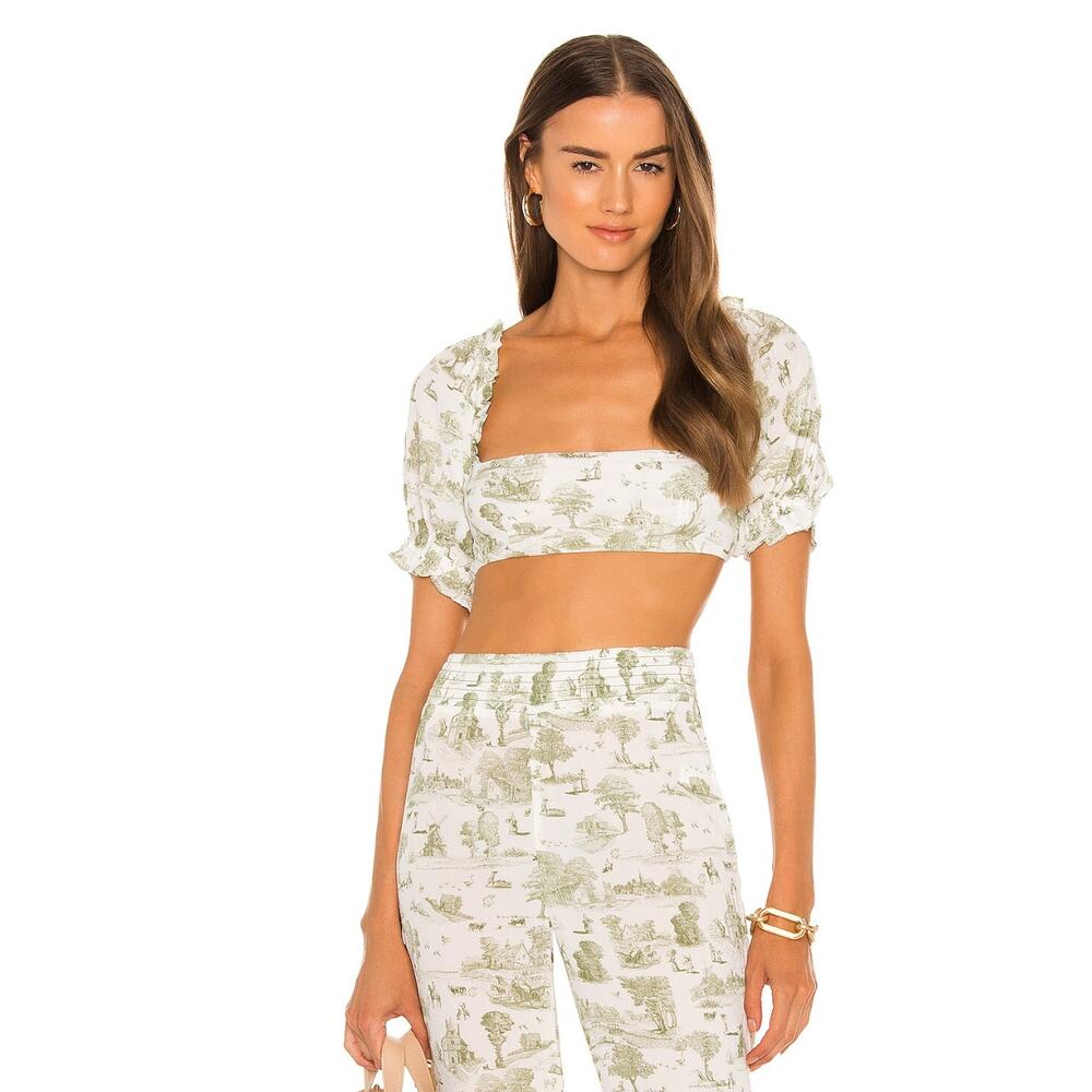 WeWoreWhat green white semi sheer 2 piece‎ set - Picture 10 of 10